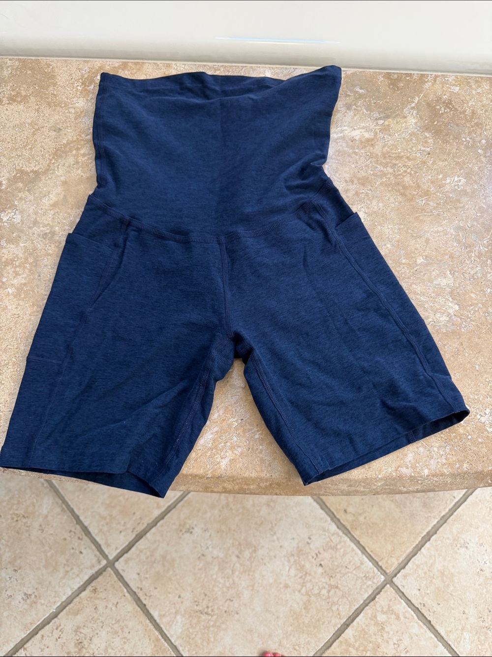 Beyond the Bump High-Waist Navy Maternity Shorts W/ pockets